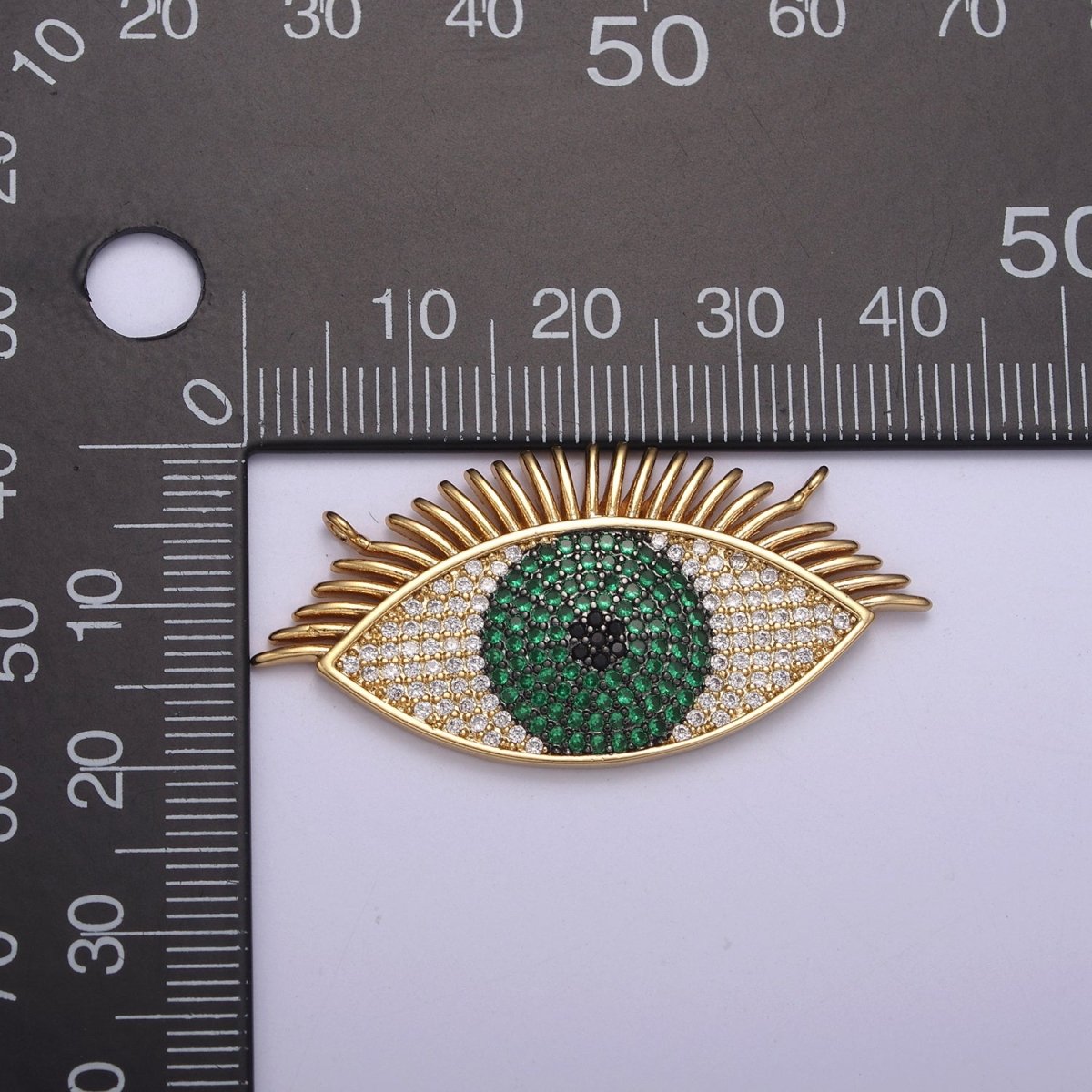 Gold Filled Eye Charm, Cubic Zirconia Evil Eye Charm Connector, DIY Jewelry Making Accessories F-089 F-091 F-095 - DLUXCA