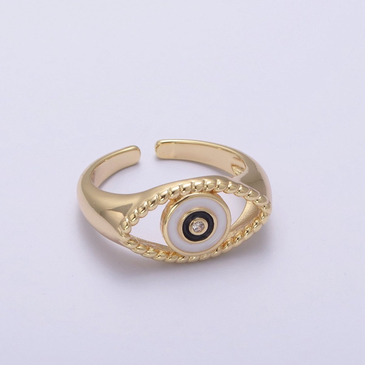 Gold Filled eye ring | Open evil eye ring | Evil eye jewelry | protection evil eye ring U-254 ~ U-257 - DLUXCA