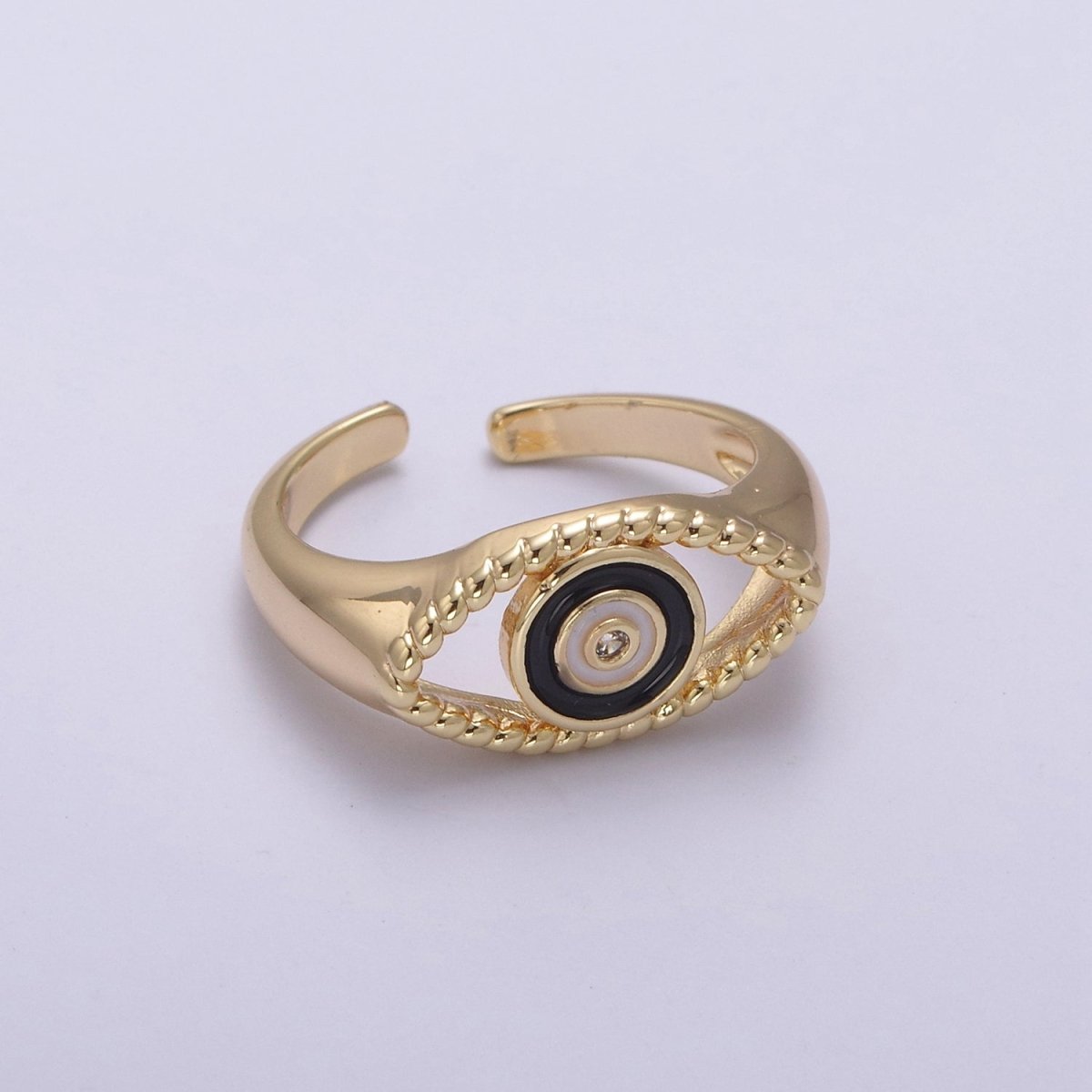 Gold Filled eye ring | Open evil eye ring | Evil eye jewelry | protection evil eye ring U-254 ~ U-257 - DLUXCA