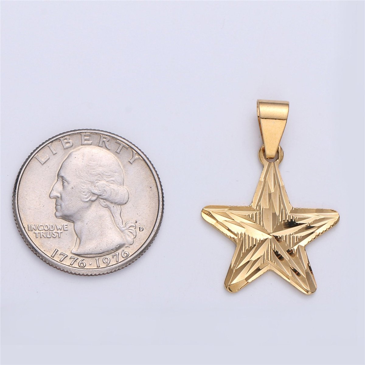 Gold Filled Five Point Star Pendant, Star Shaped Charm, Gold Star Pendant I-160 - DLUXCA