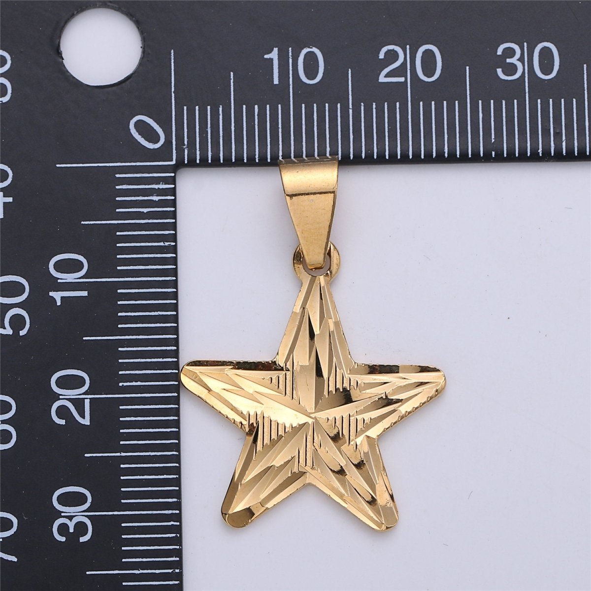 Gold Filled Five Point Star Pendant, Star Shaped Charm, Gold Star Pendant I-160 - DLUXCA