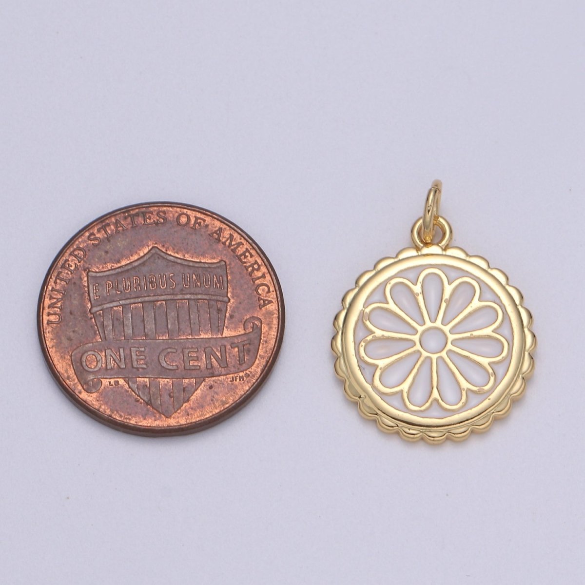 Gold Filled Flower Coin Charm E-256-E-262 - DLUXCA