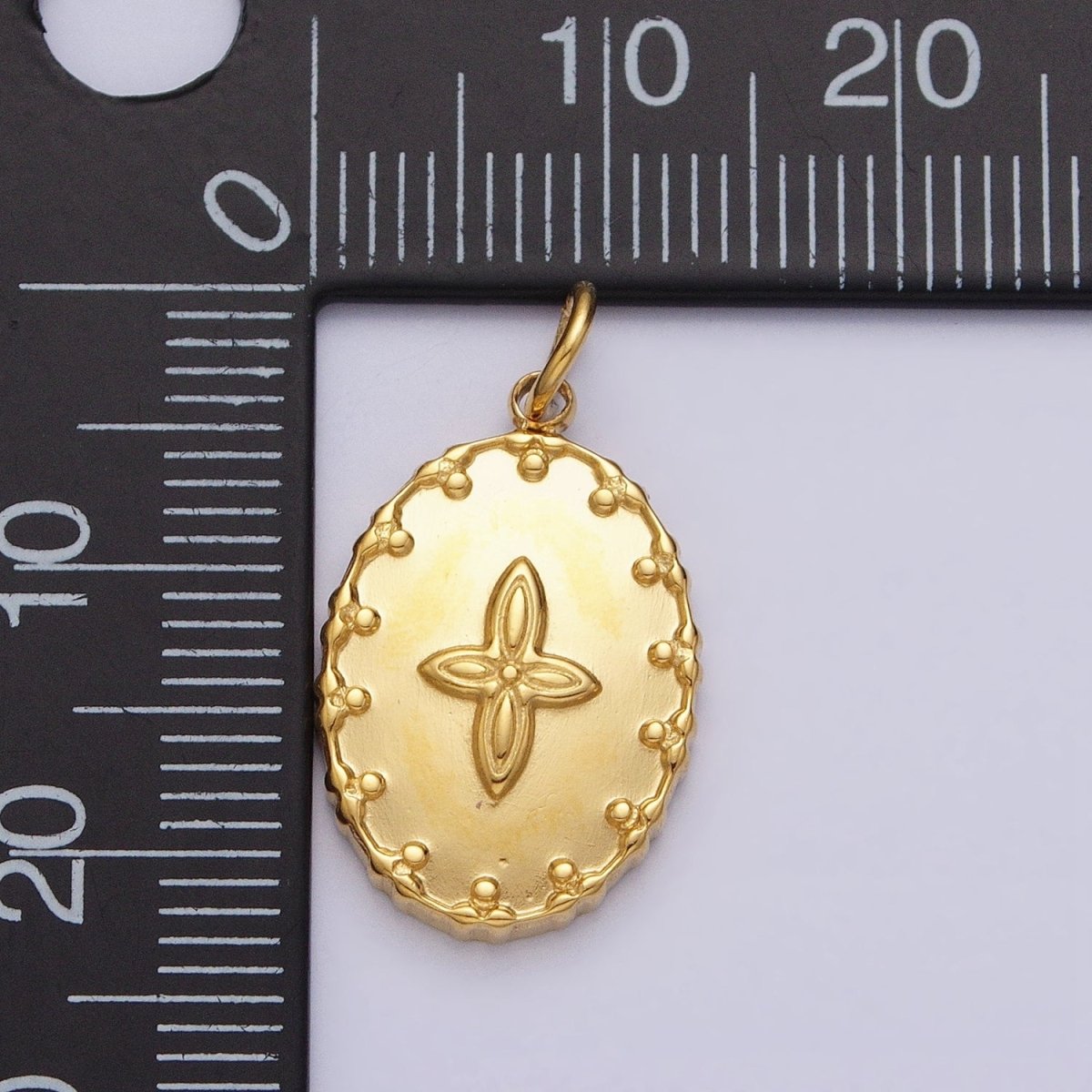 Gold Filled Four-Leaf Petal Flower Artisan Oval Add-On Charm in Gold & Silver | AC595 AC596 - DLUXCA