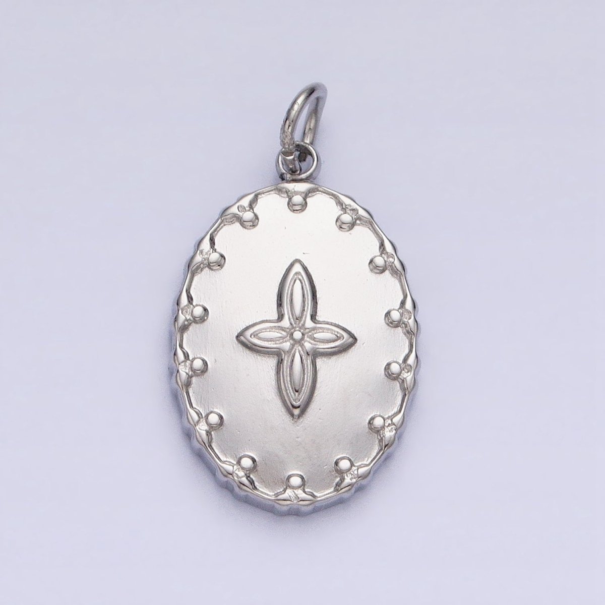 Gold Filled Four-Leaf Petal Flower Artisan Oval Add-On Charm in Gold & Silver | AC595 AC596 - DLUXCA