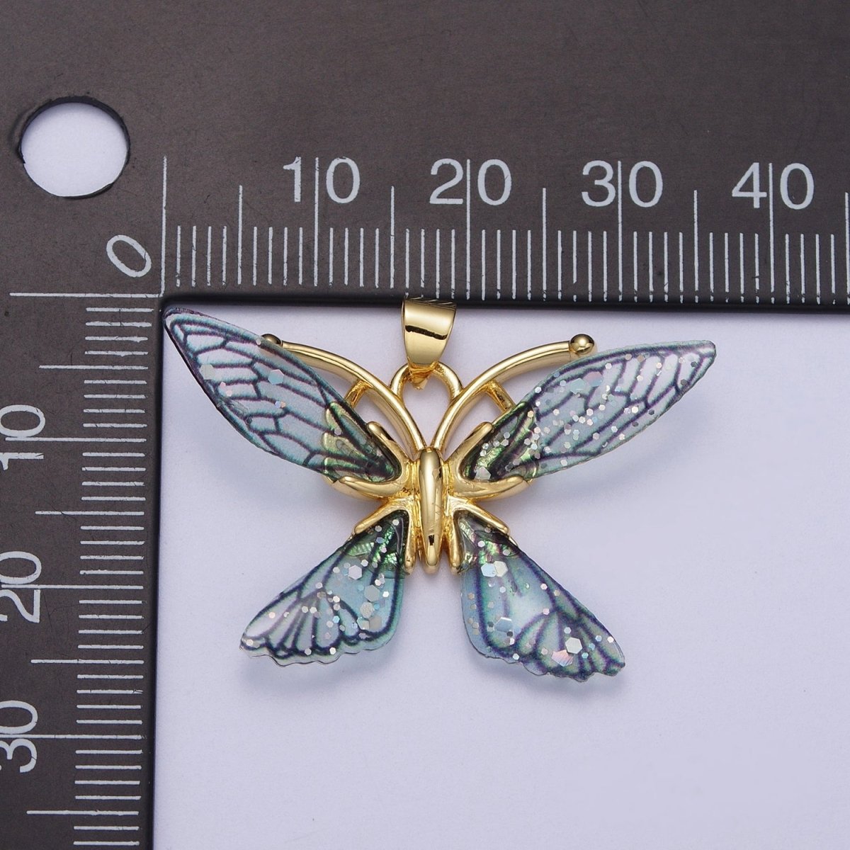 Gold Filled Fuchsia, Blue Fairy Butterfly Pendant I-089 I-092 - DLUXCA