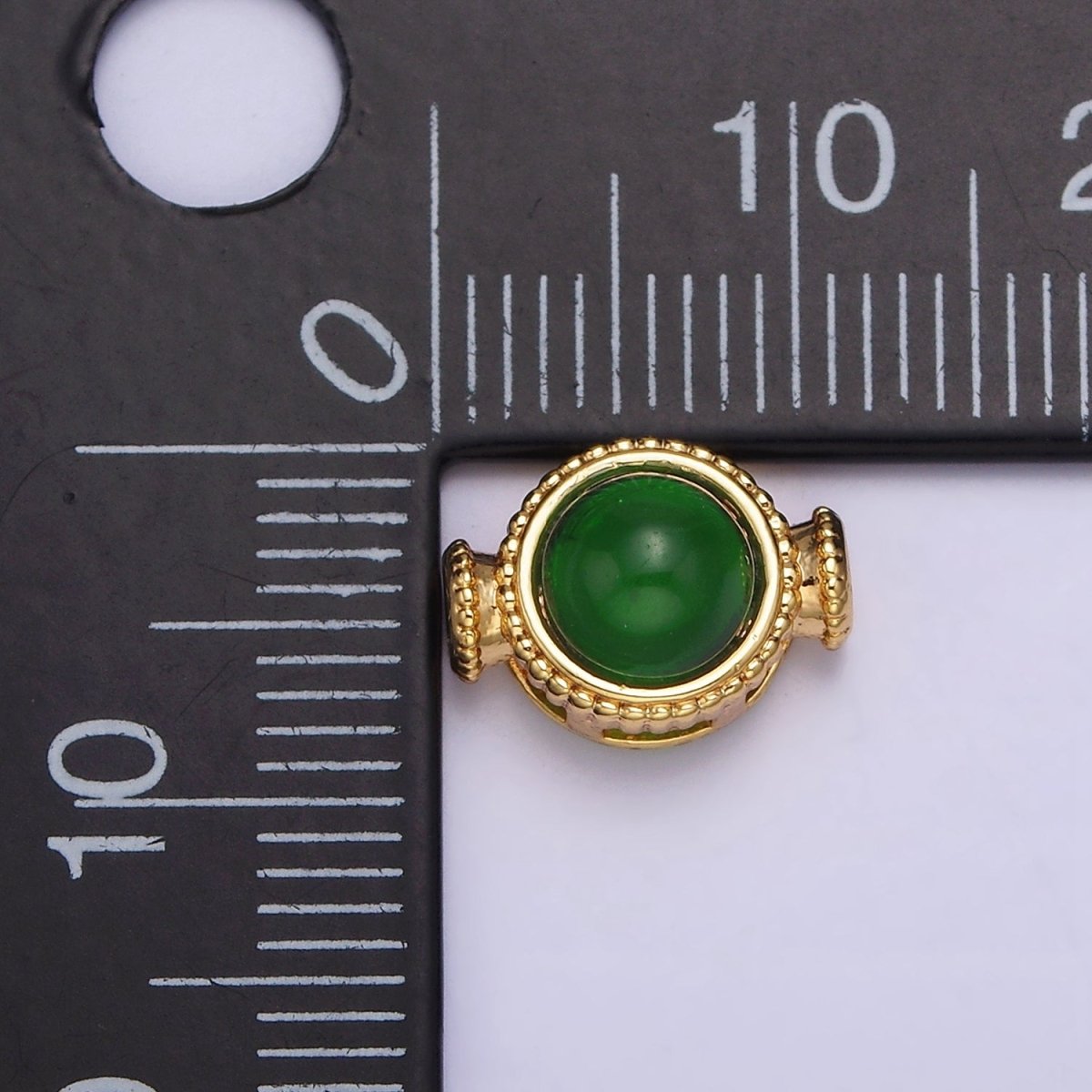 Gold Filled Green Cats Eye Round Beaded Connector G-642 - DLUXCA