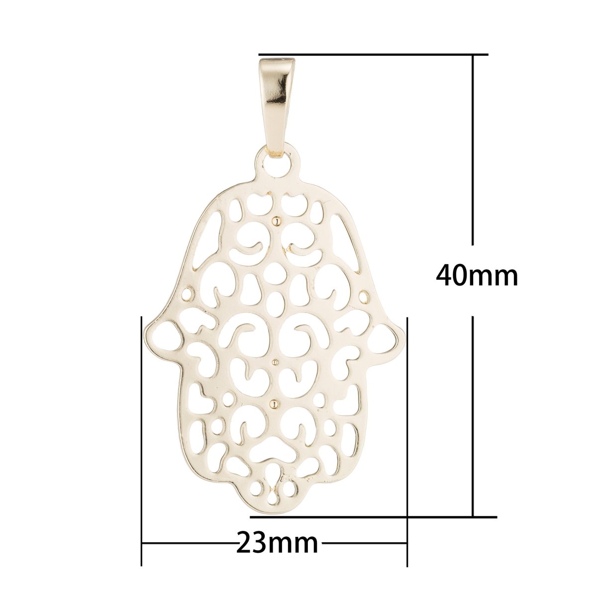 Gold Filled Hamsa Hand, Lucky Peace Health Protection Good Luck Spiritual DIY Necklace Pendant Charm Bead Bails Findings for Jewelry Making H-065 - DLUXCA