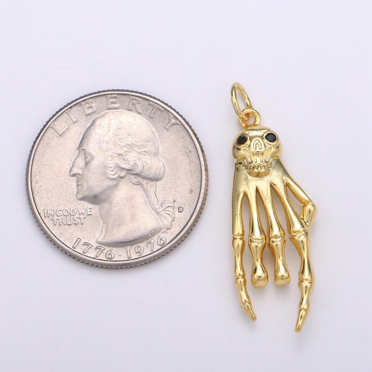 Gold Filled Hand Skeleton Charm D-832 - DLUXCA