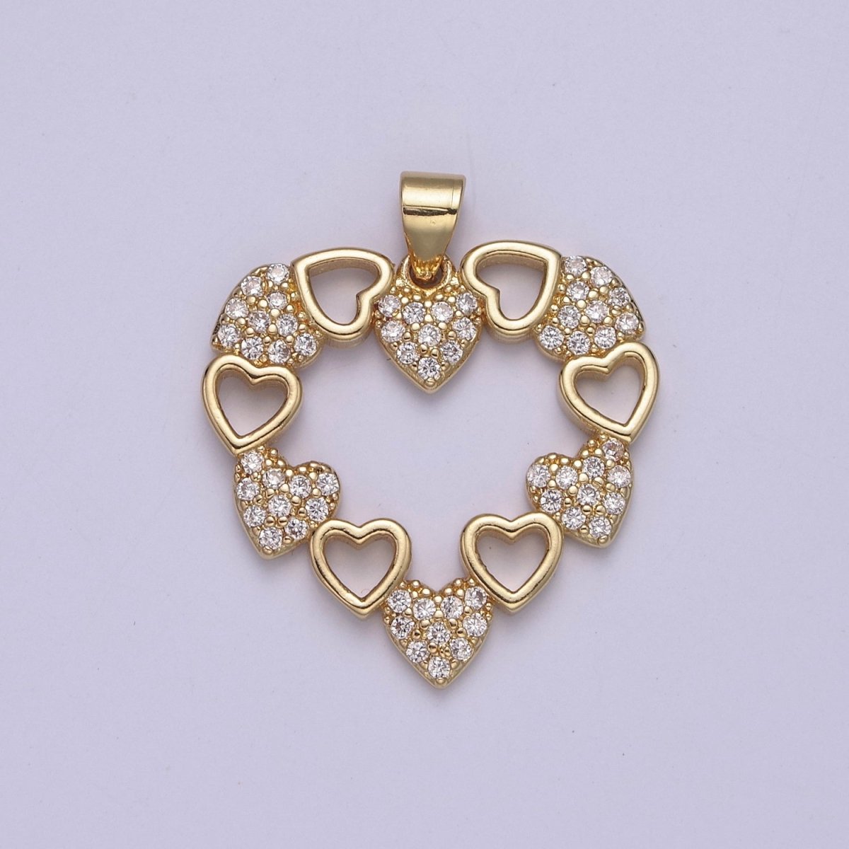 Gold Filled heart cubic charm, gold heart pendant Love Minimalist Jewelry J-442 - DLUXCA
