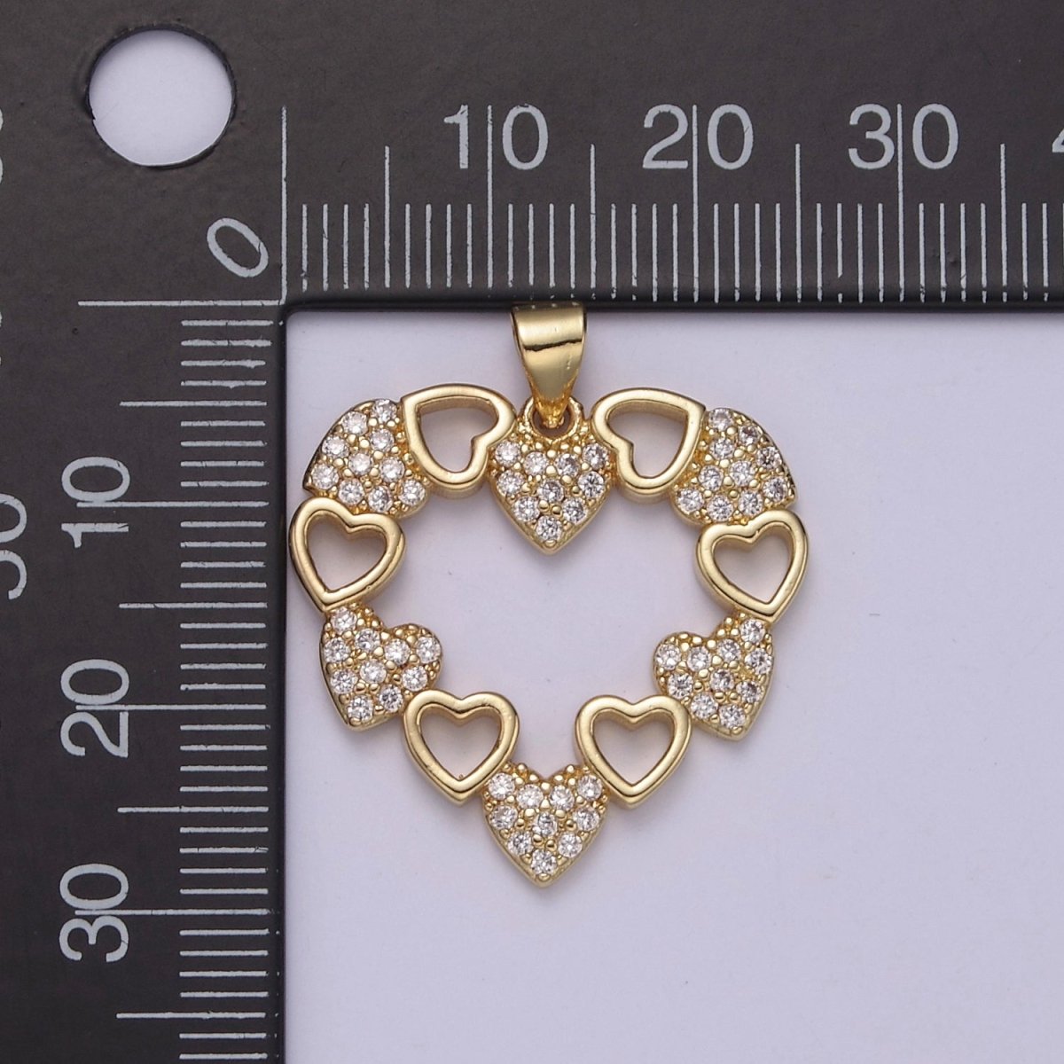Gold Filled heart cubic charm, gold heart pendant Love Minimalist Jewelry J-442 - DLUXCA