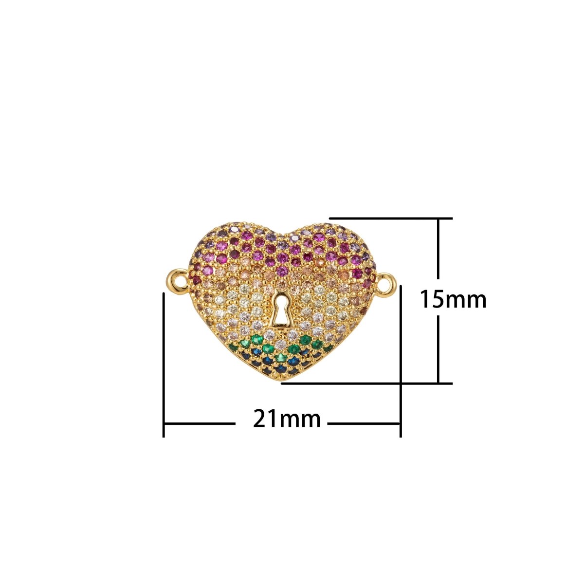 Gold Filled heart locket Charm Connector, locket Charm, gold locket Connector, CZ locket Necklace Bracelet Connector Link Charm F-312 - DLUXCA