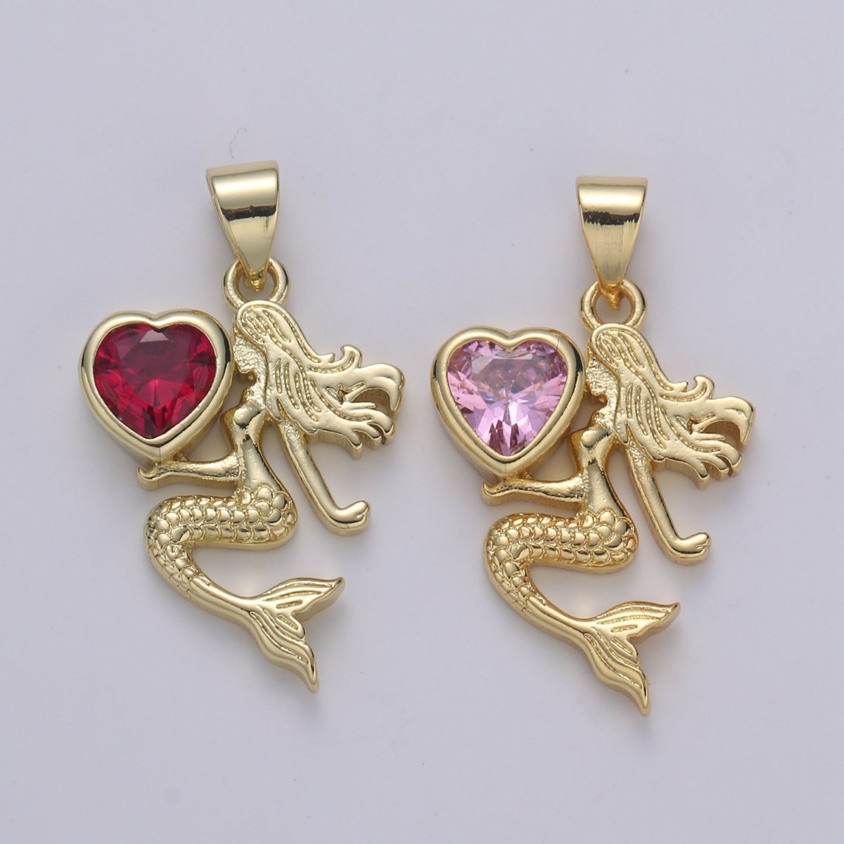 Gold Filled Heart Mermaid Pendants H-285 H-286 - DLUXCA