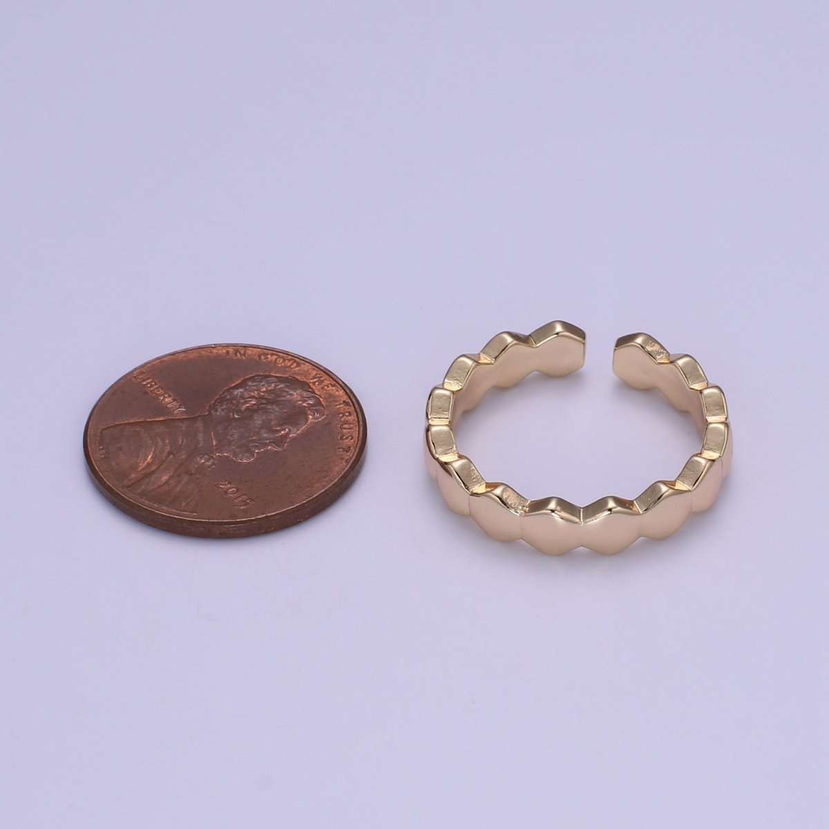 Gold Filled Hexagon Band Adjustable Ring O-322 - DLUXCA