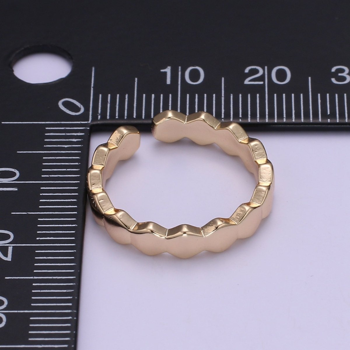 Gold Filled Hexagon Band Adjustable Ring O-322 - DLUXCA