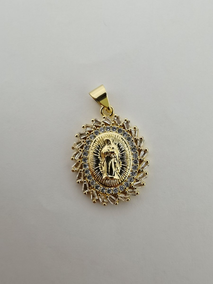 Gold Filled Holy Mary Oval Pendants I-736 - DLUXCA