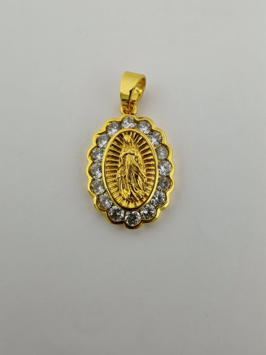 Gold Filled Holy Mary Oval Pendants I-737 - DLUXCA