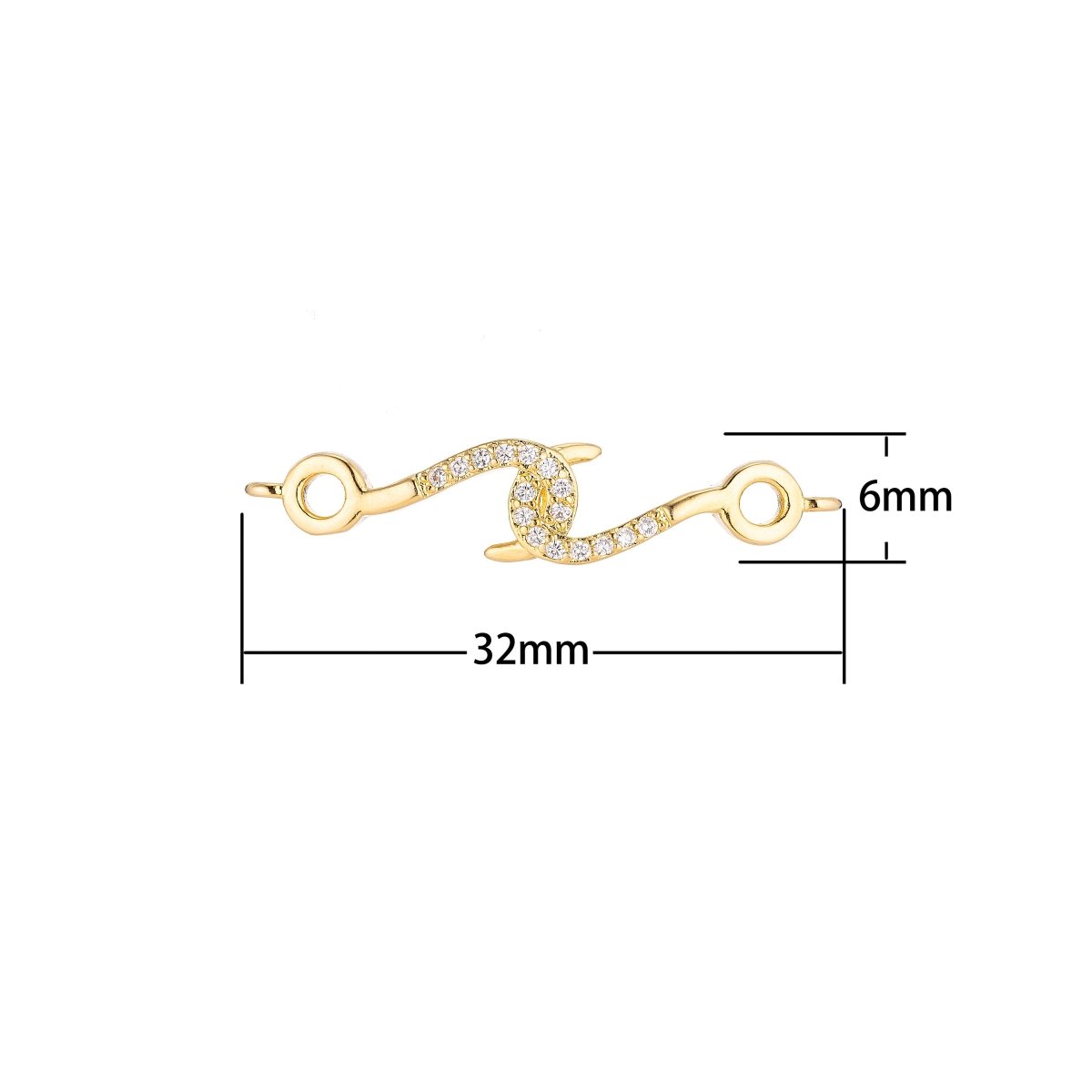 Gold Filled Hook Tangled Cubic Zirconia Bracelet Charm Bead Connector For Jewelry Making Finding F-067 - DLUXCA
