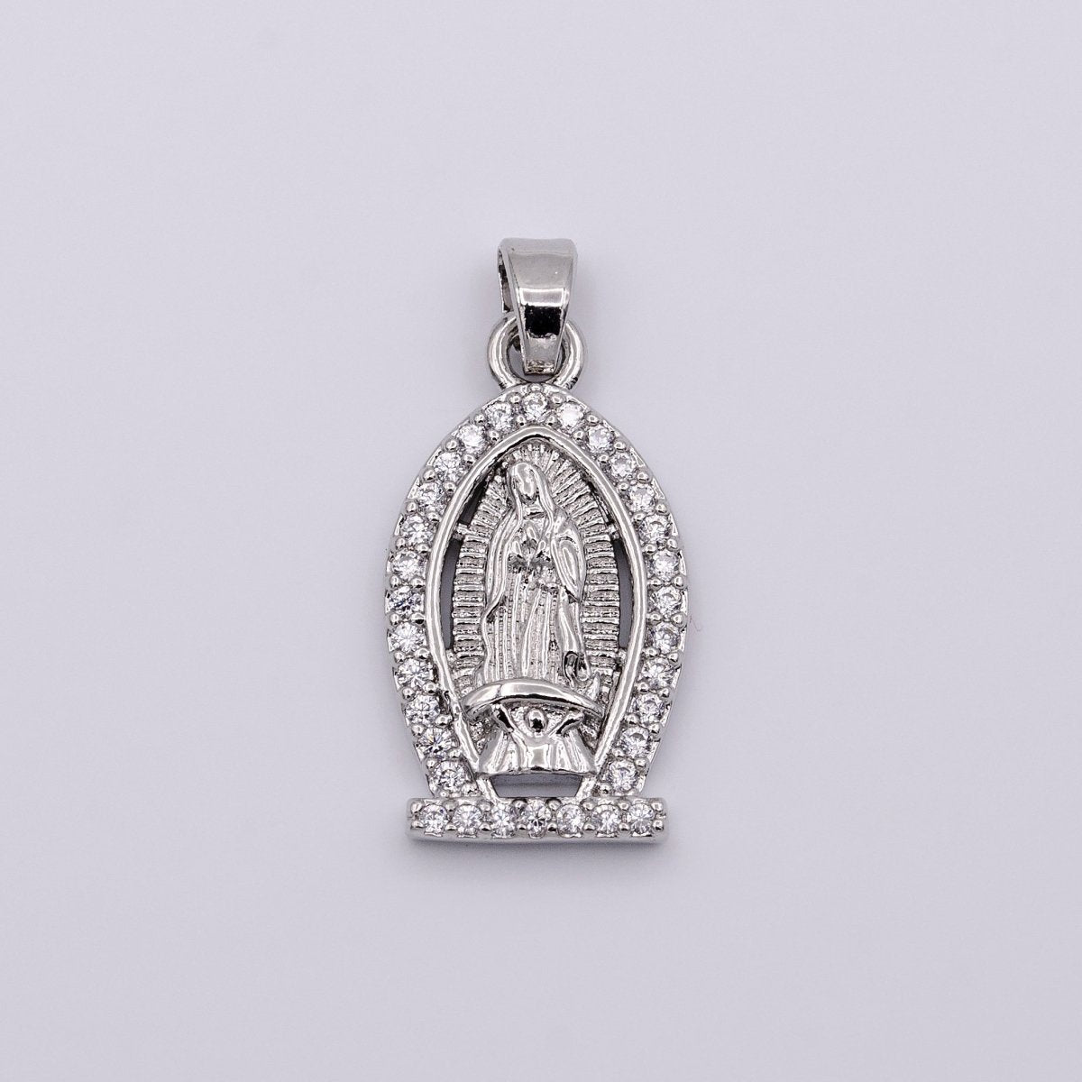 Gold Filled Lady Guadalupe Virgin Mary Medallion Pendant Micro Pave Religious Jewelry Supply AA432 AA433 - DLUXCA
