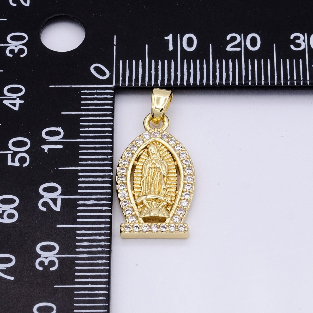 Gold Filled Lady Guadalupe Virgin Mary Medallion Pendant Micro Pave Religious Jewelry Supply AA432 AA433 - DLUXCA