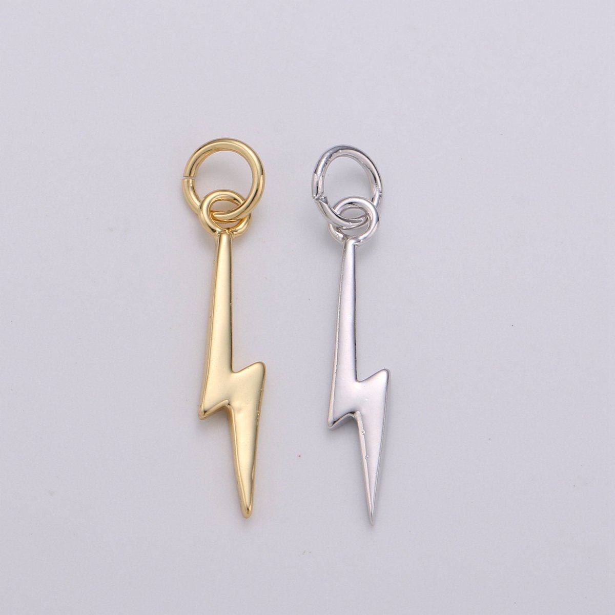 Gold Filled Lightning Bolt Charms, Silver Bolt, Wizard Charm, Thunder Pendant 22 x 5mm Dainty Charm for Necklace Bracelet Earring Supply D-355 D-356 - DLUXCA