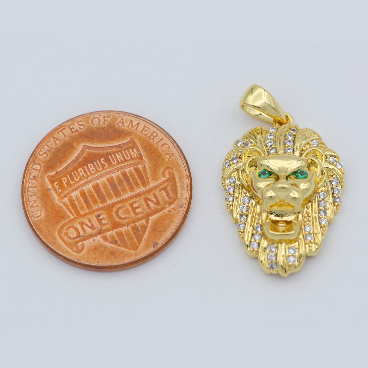 Gold Filled Lion Charm, Animal King Pendant, Roar Tiger Bracelet, Wild Animal Charm for Statement Jewelry Component J-867 - DLUXCA