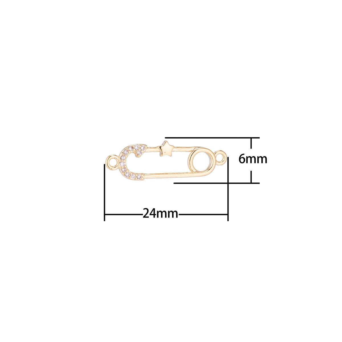 Gold Filled Little Star Metal Safety Pin link Connector for Earring Bracelet Necklace F-051 - DLUXCA