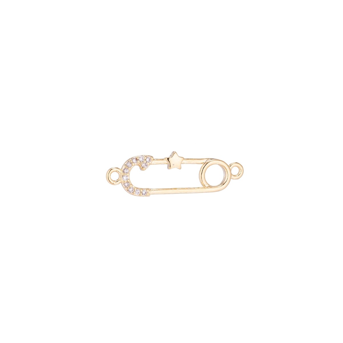 Gold Filled Little Star Metal Safety Pin link Connector for Earring Bracelet Necklace F-051 - DLUXCA