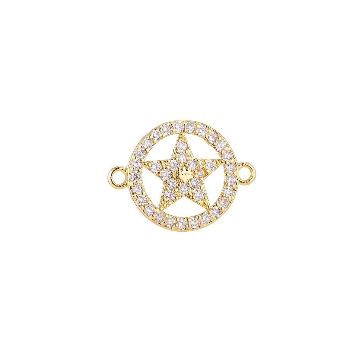 Gold Filled Lovely Elegant Star in Circle Floating Cubic Zirconia Bracelet Charm Necklace Pendant for Jewelry Findings Making, F-035 - DLUXCA