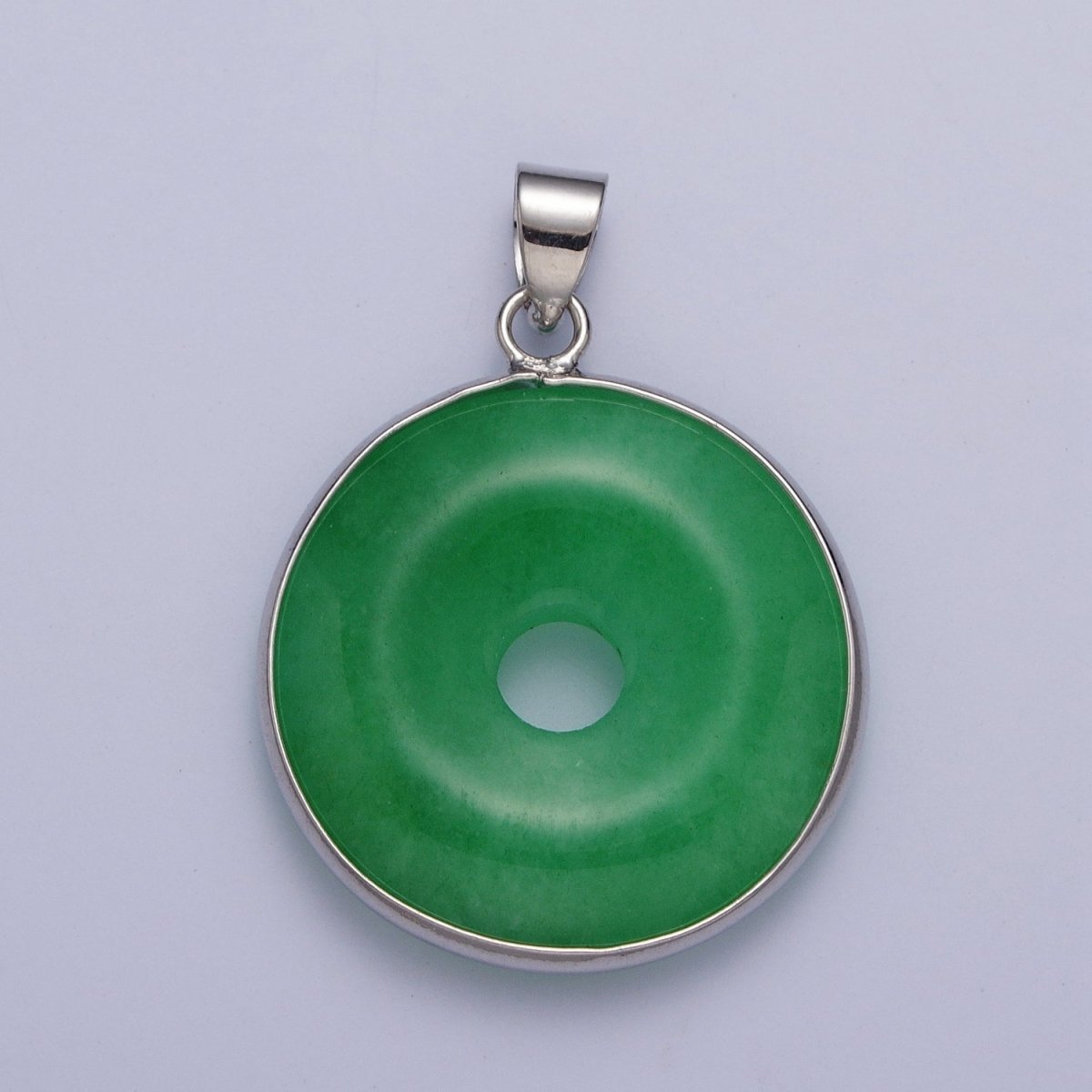 Gold Filled Malaysian Green Jade Donut Pendant in Gold & Silver | AA103 AA104 - DLUXCA