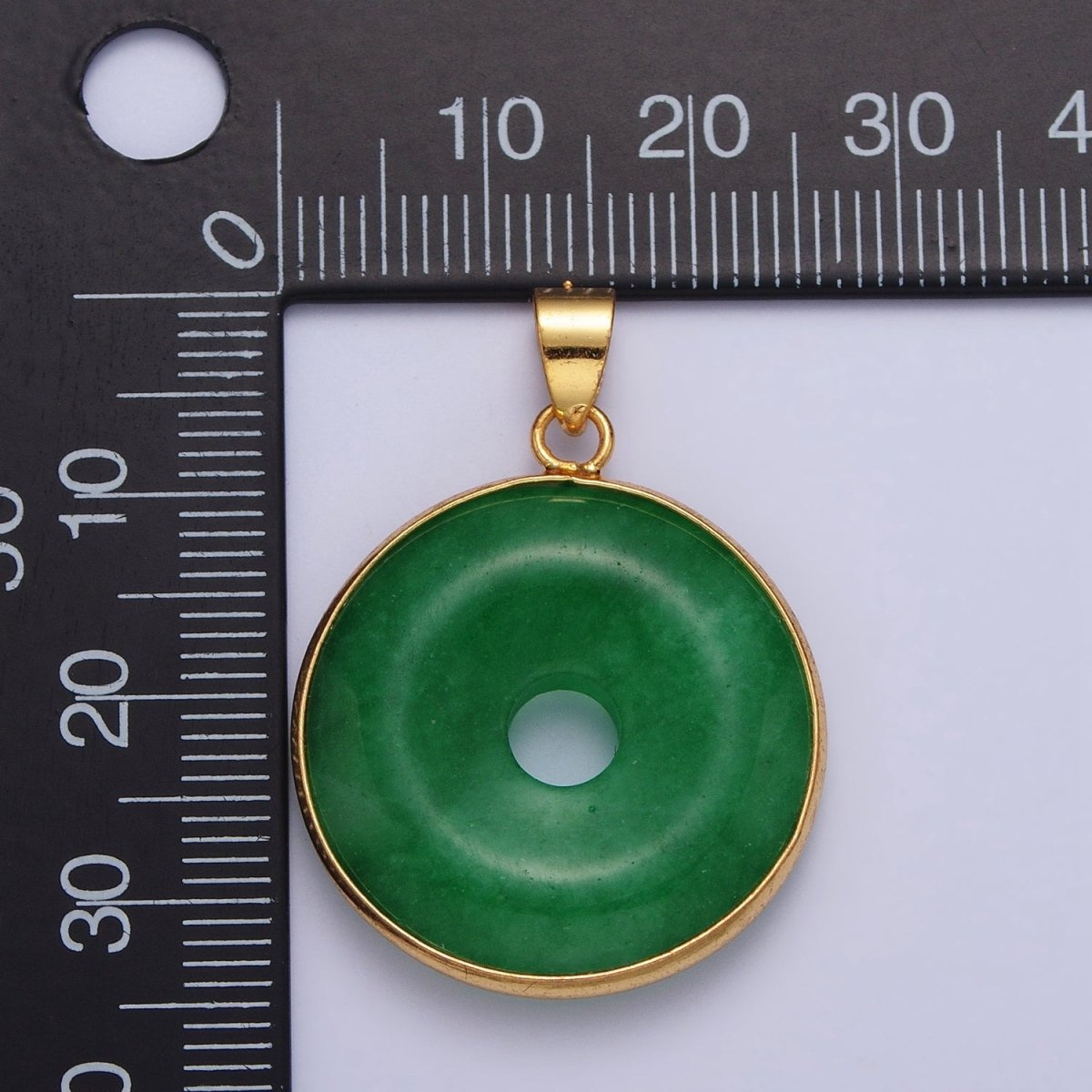 Gold Filled Malaysian Green Jade Donut Pendant in Gold & Silver | AA103 AA104 - DLUXCA
