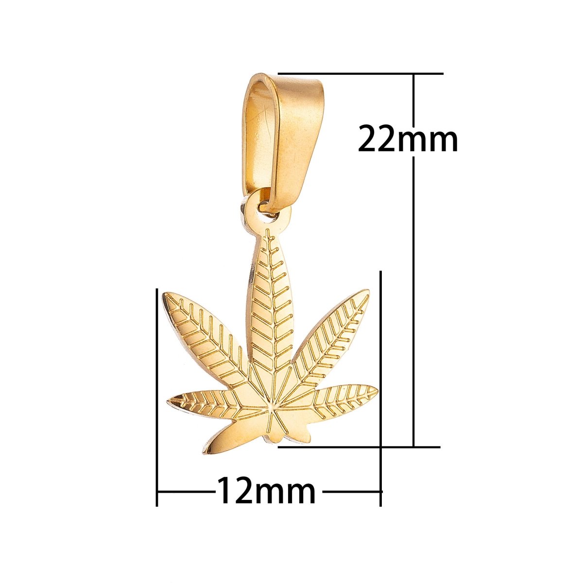 Gold Filled Marijuana Leaf Six Leaves Plant Necklace Pendant Bracelet Beads Earring Charm Bails for Jewelry Making, J-371 - DLUXCA