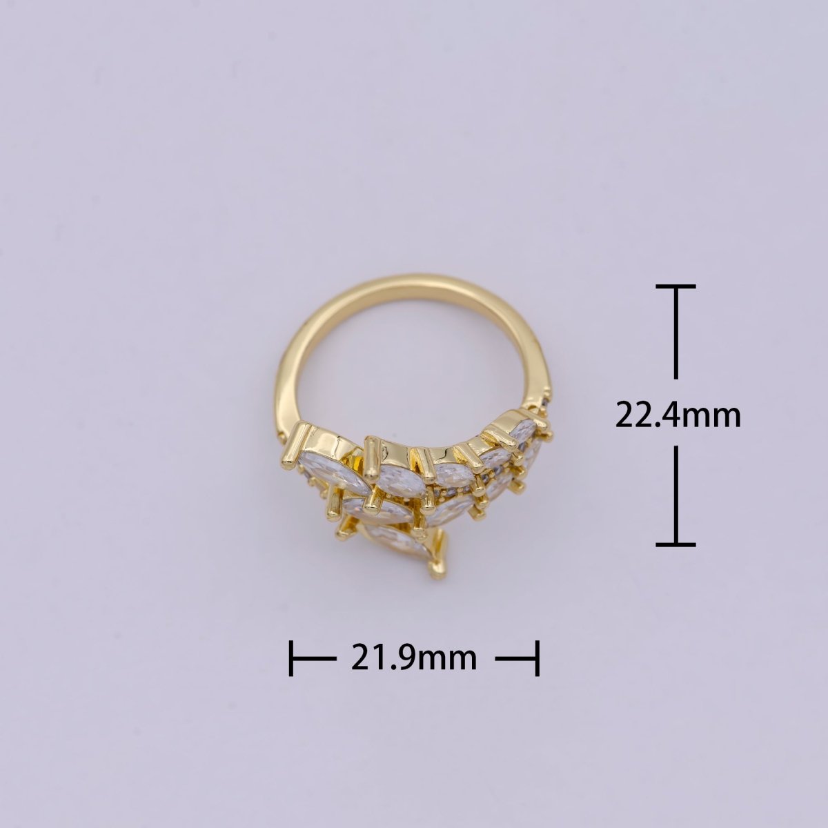 Gold Filled Marquise CZ Ring, Silver CZ Ring, High Quality CZ Ring, marquise classic ring Open Adjustable U-069 U-070 - DLUXCA