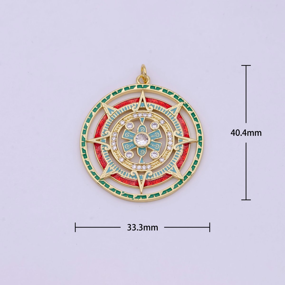 Gold Filled Medallion Compass Pendant for Statement Jewelry Necklace N-366 - DLUXCA