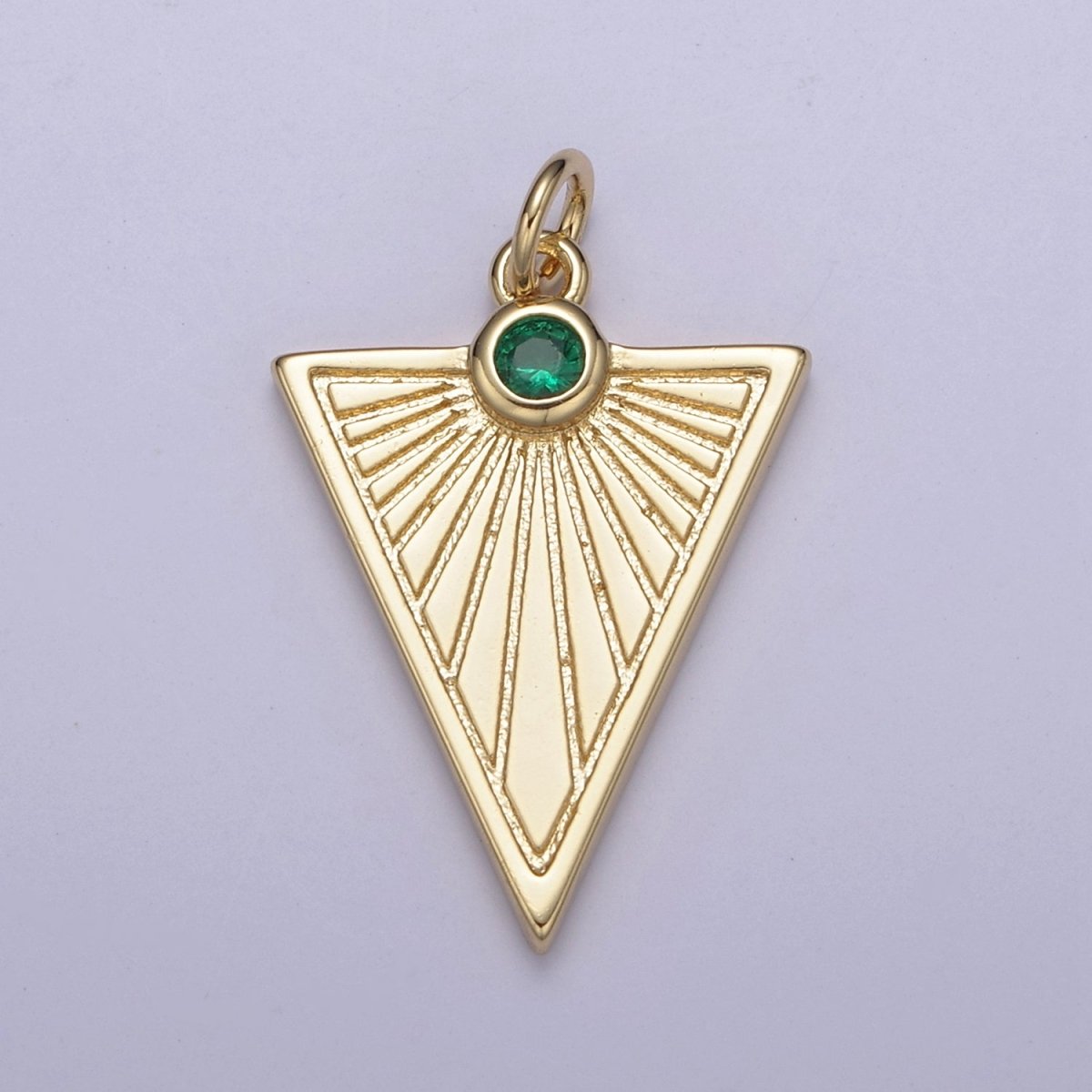 Gold Filled Medallion Pendant Gold Radial Triangle Charm Sun Ray Necklace Pendant Geometric CZ Necklaces Charm N-444 - N-447 - DLUXCA
