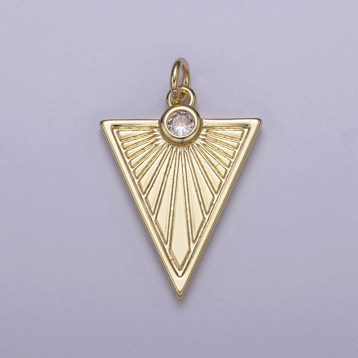 Gold Filled Medallion Pendant Gold Radial Triangle Charm Sun Ray Necklace Pendant Geometric CZ Necklaces Charm N-444 - N-447 - DLUXCA
