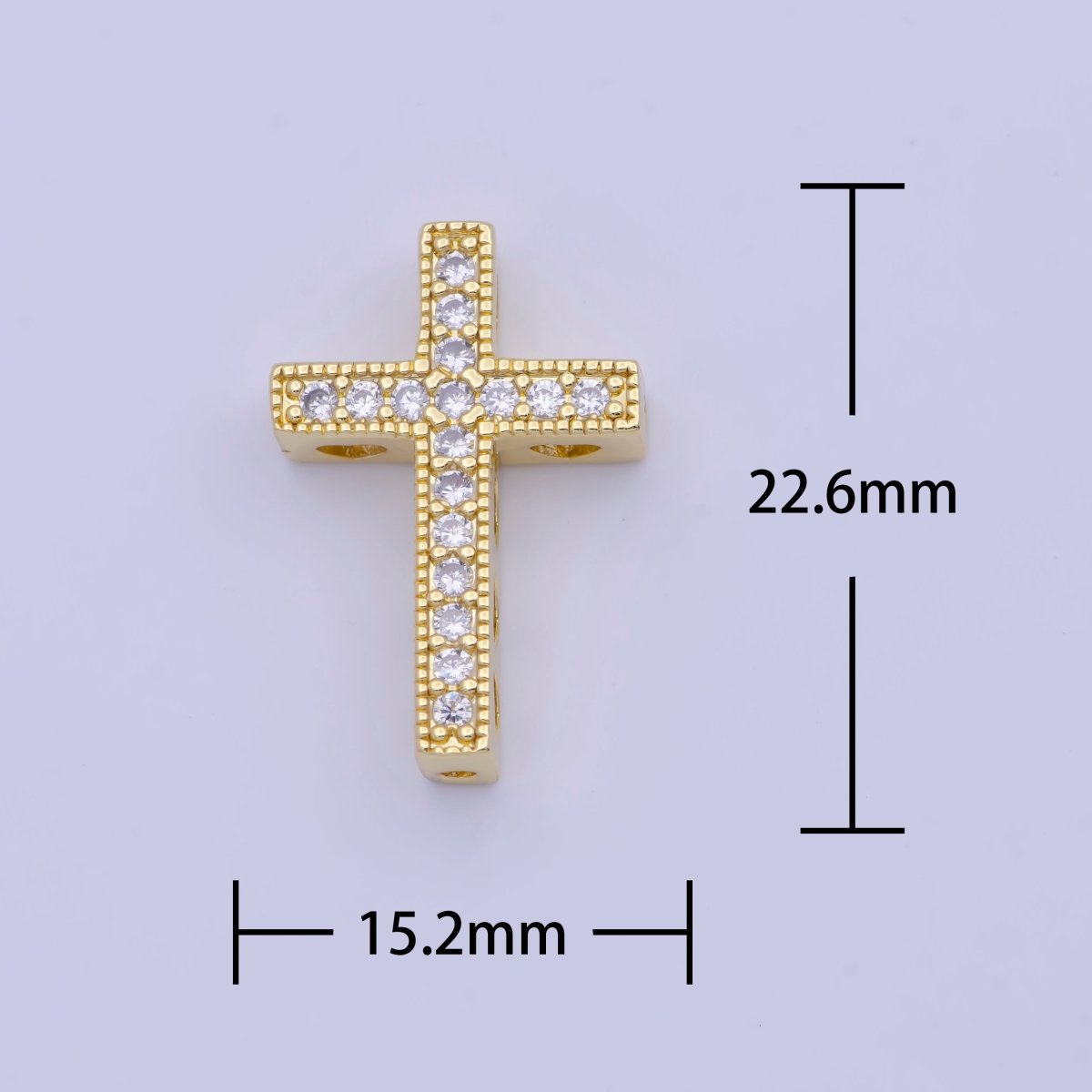 Gold Filled Micro Pave CZ Religious Cross Bead Findings in Silver & Gold B-164 B-153 - DLUXCA