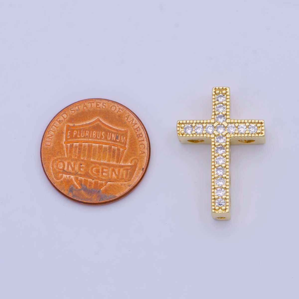 Gold Filled Micro Pave CZ Religious Cross Bead Findings in Silver & Gold B-164 B-153 - DLUXCA