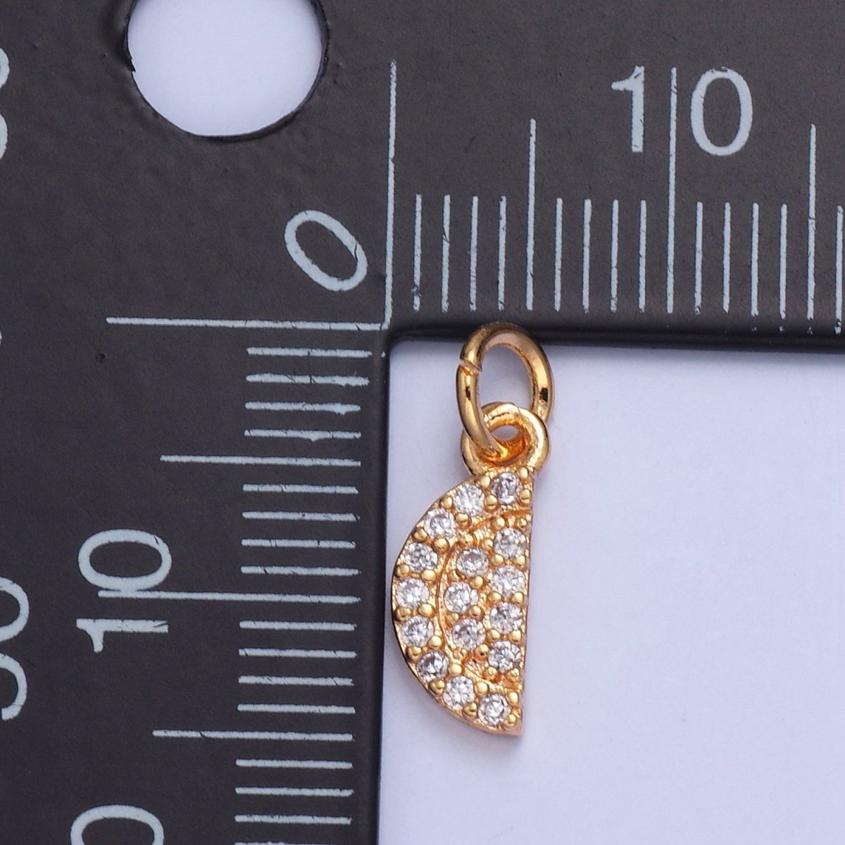 Gold Filled Micro Pave CZ Watermelon Charm, Multicolor / Clear Cubic Zirconia Fruit Slice Charm For Jewelry Making, X034 X035 - DLUXCA