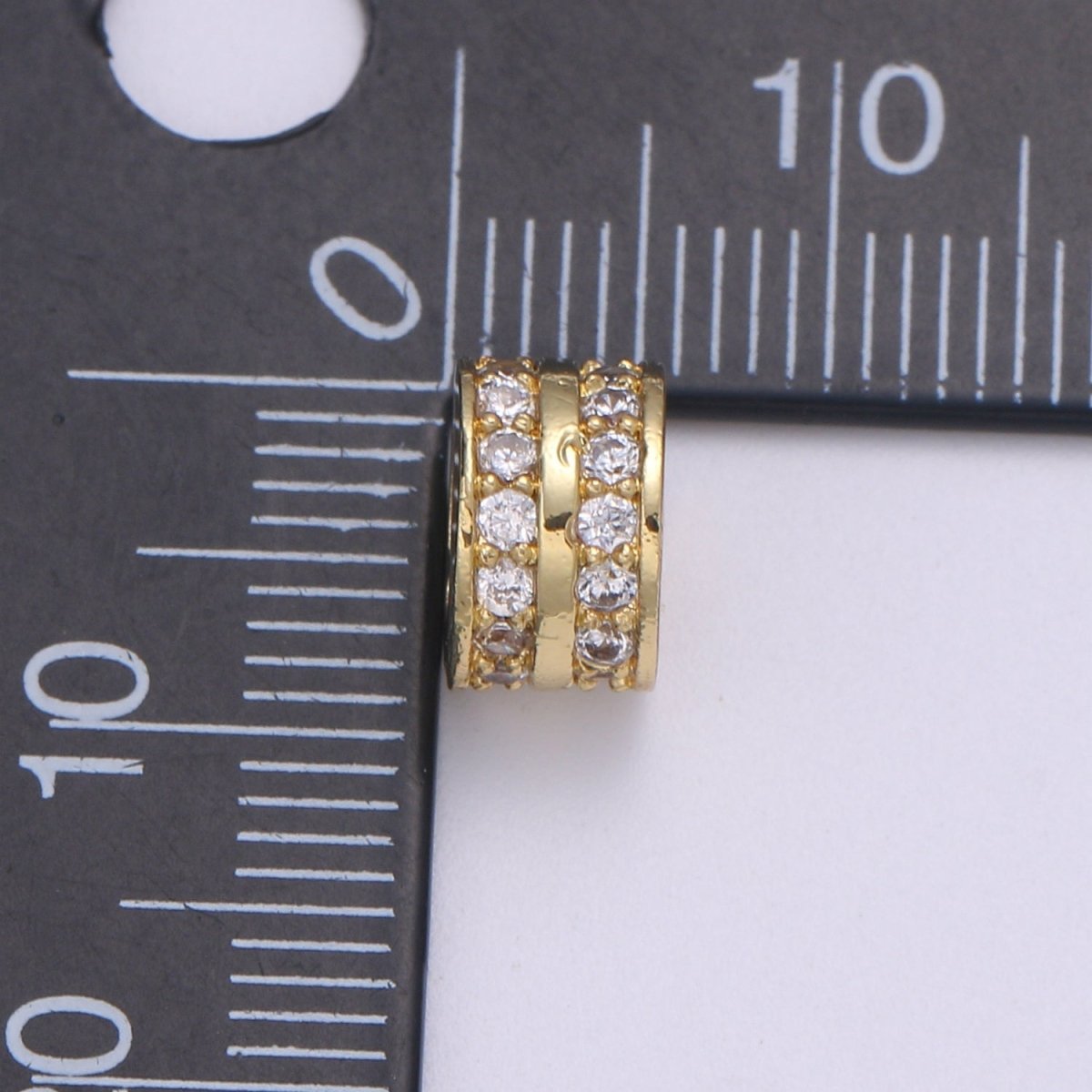 Gold Filled Micro Pave Rondelle Spacer Beads, Big Hole Spacer Beads, Rondelle Spacer Bead, CZ Rondelle, Spacer Beads, B-688 B-689 - DLUXCA
