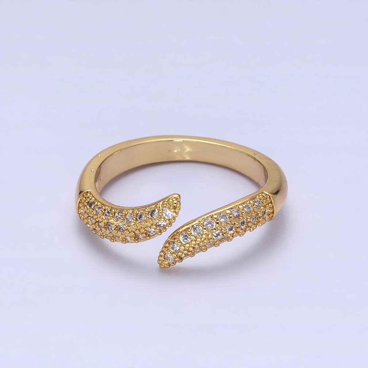 Gold Filled Micro Pave Wrap Ring | Unique Wedding Band | Statement Stacking Band Wrap Spiral Ring Adjustable O1515 O1516 - DLUXCA