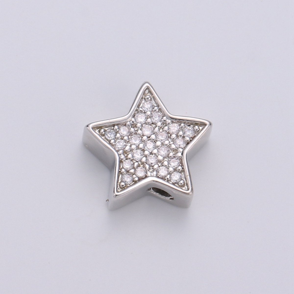 Gold Filled Micro Paved CZ 10mm Celestial Star Beads in Gold & Silver | B-301 B-302 - DLUXCA