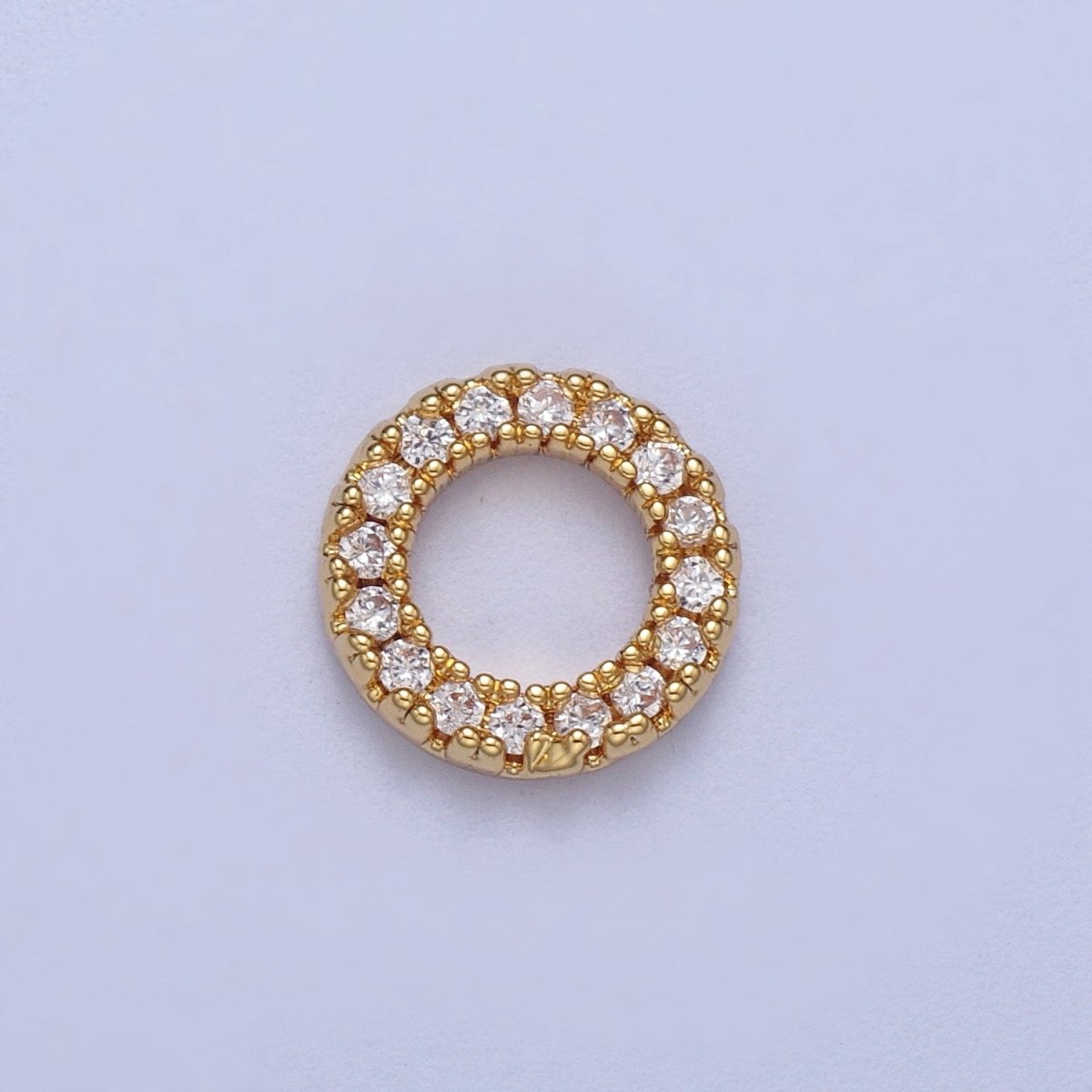 Gold Filled Micro Paved CZ 7.5mm Round Charm in Gold & Silver C-059 C-122 - DLUXCA