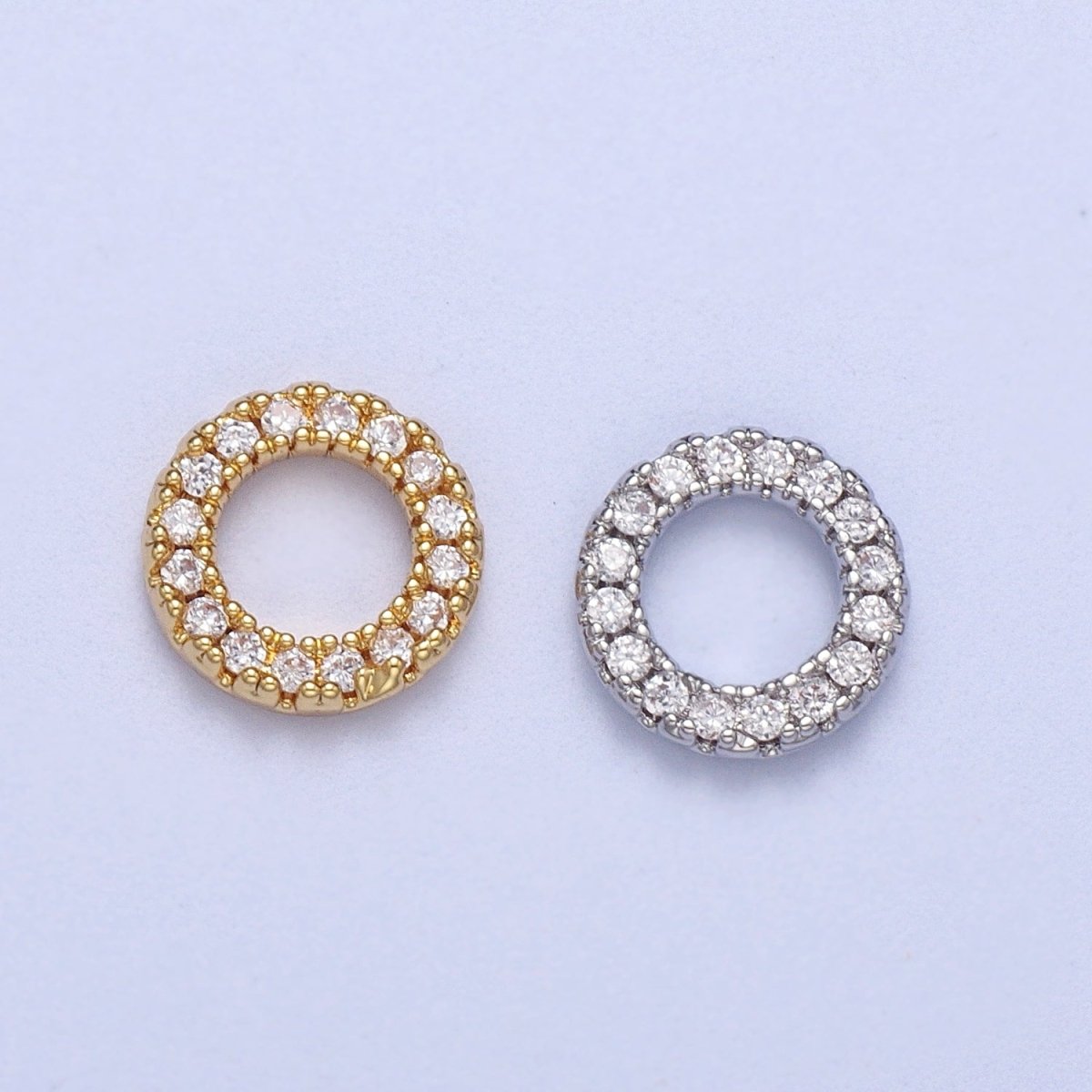 Gold Filled Micro Paved CZ 7.5mm Round Charm in Gold & Silver C-059 C-122 - DLUXCA