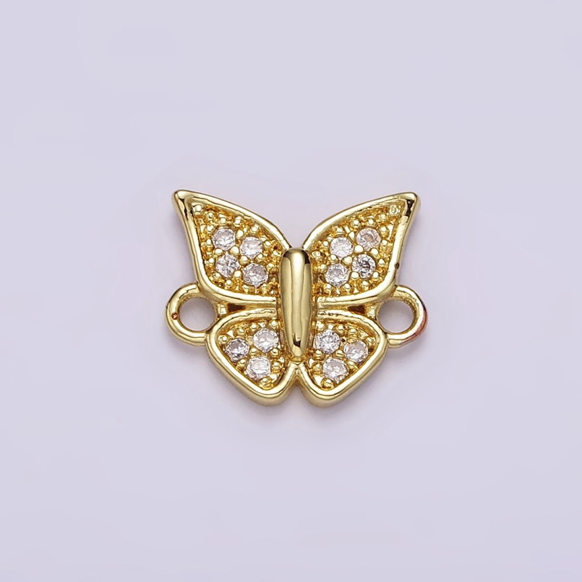 Gold Filled Micro Paved CZ Butterfly Mariposa Wings Connector G-668 - DLUXCA