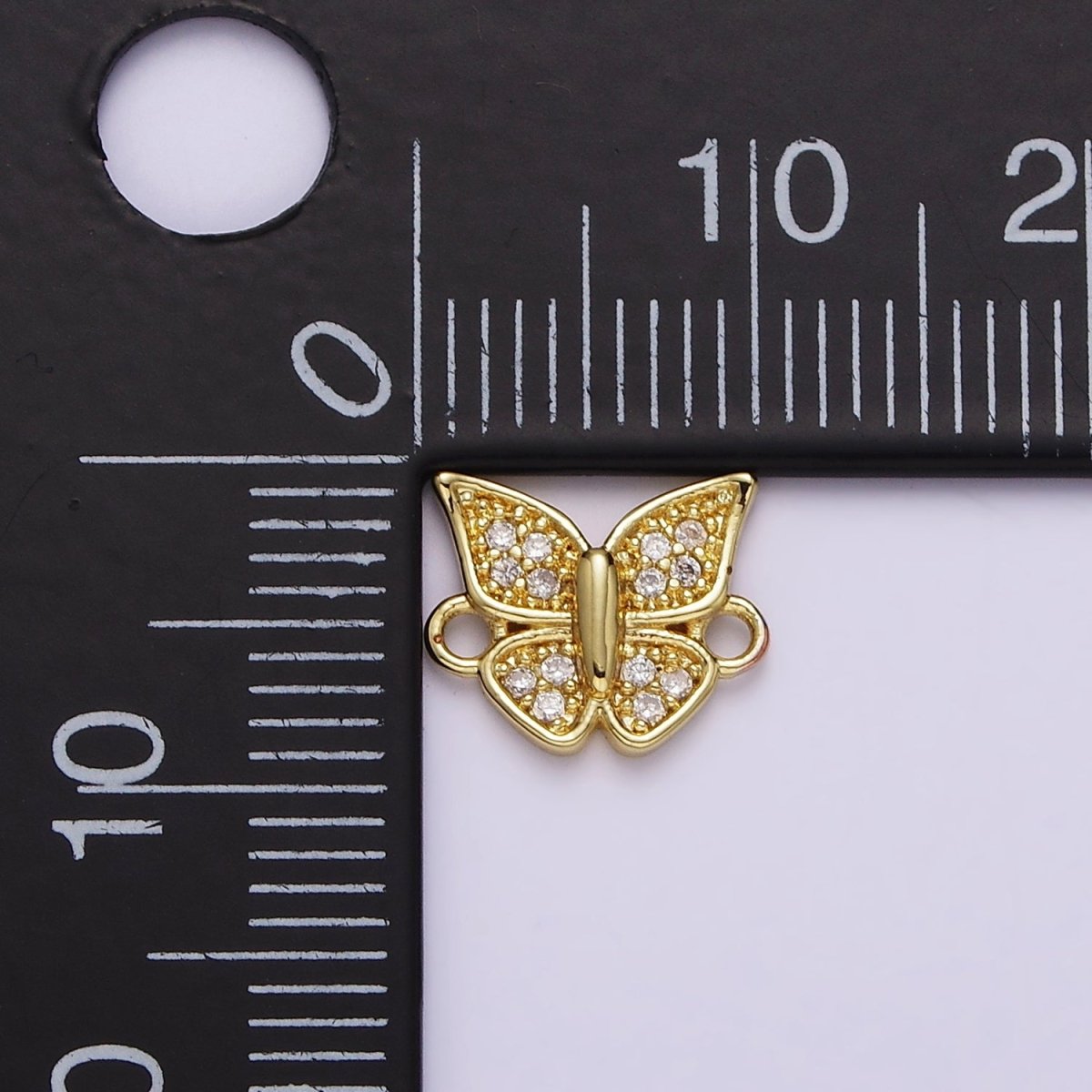 Gold Filled Micro Paved CZ Butterfly Mariposa Wings Connector G-668 - DLUXCA