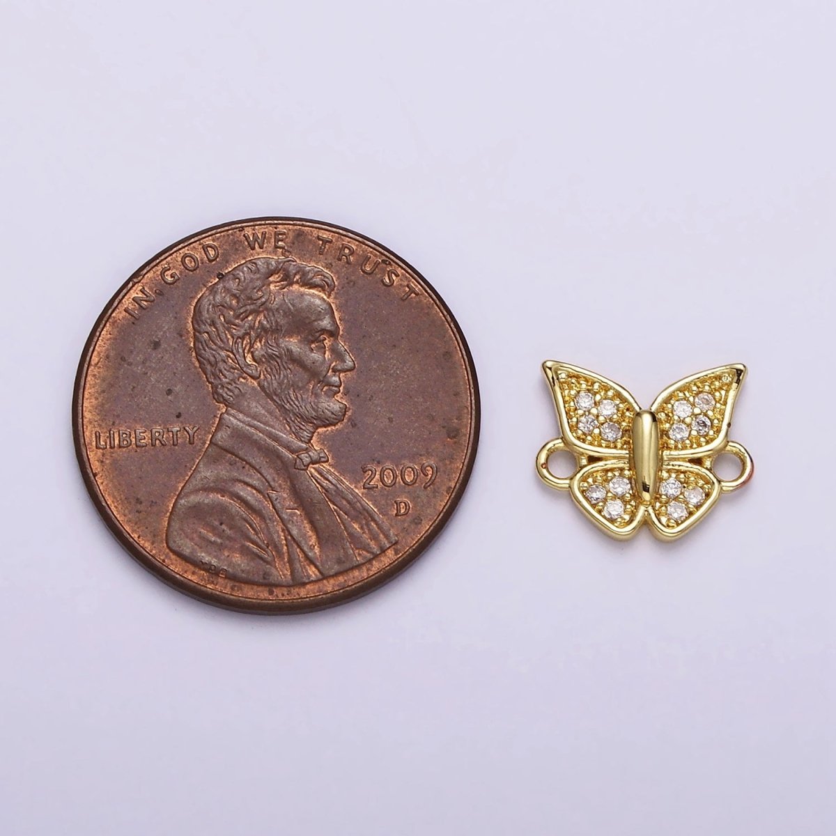 Gold Filled Micro Paved CZ Butterfly Mariposa Wings Connector G-668 - DLUXCA