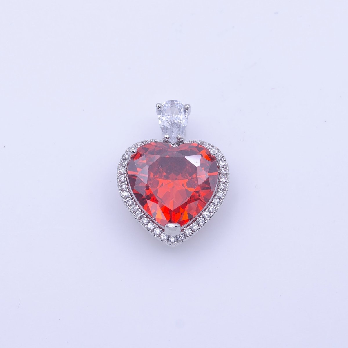 Gold Filled Micro Paved Red Green Pink Clear CZ Heart Teardrop Pendant in Gold & Silver H-197 H-198 H-204 H-229 H-231 J-102 - J-104 - DLUXCA