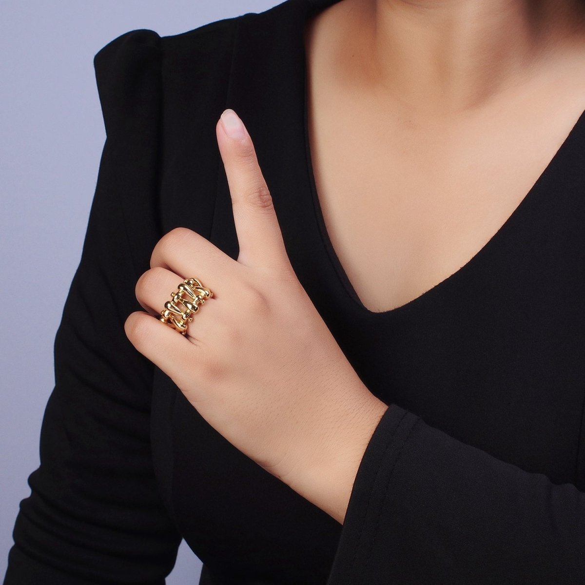 Gold Filled Minimalist Gold, Silver Bubble Wide Geometric Rings | Y-390 Y-391 - DLUXCA