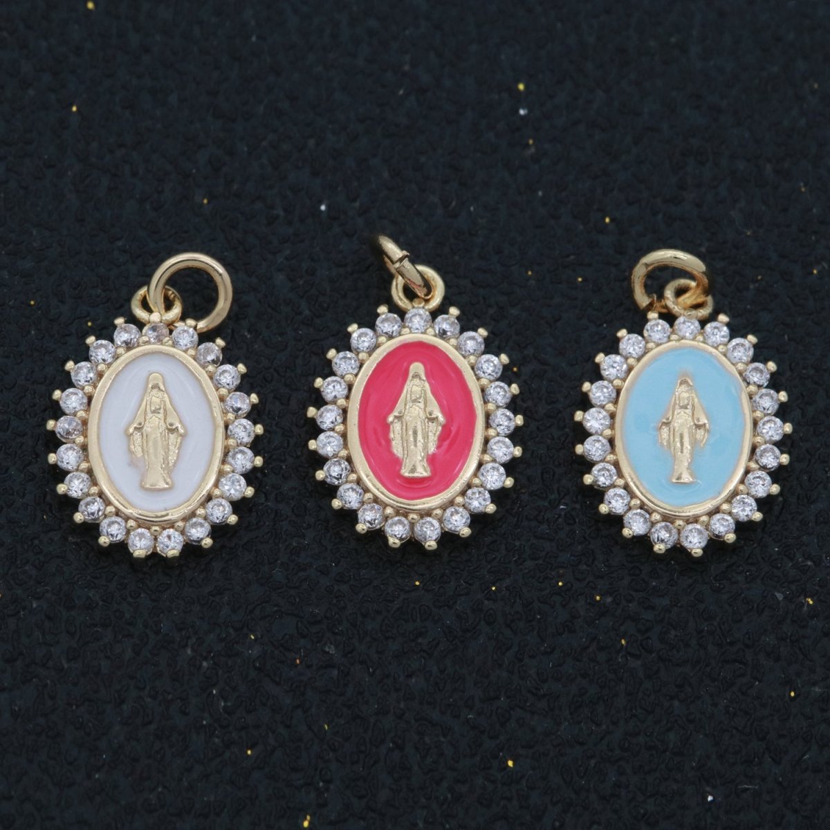 Gold Filled Miraculous Lady Charm Virgin Mary Our Lady of Lourdes, Catholic Religious Bijoux Jewelry Supply for Necklace Bracelet Earring M-607-M-609 N-272 - DLUXCA