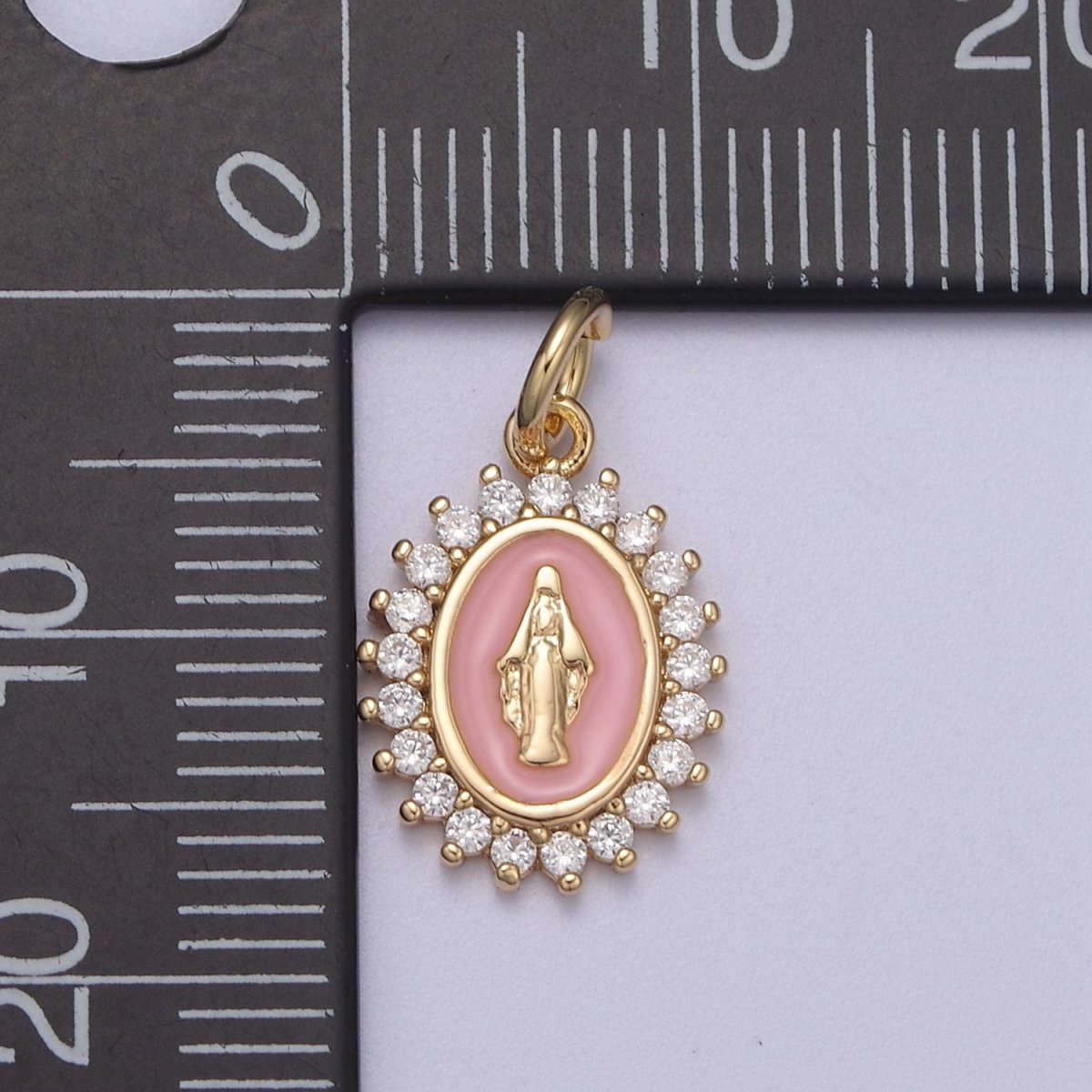 14k Our Lady popular of Lourdes Medal Charm New Religious Pendant Yellow Gold